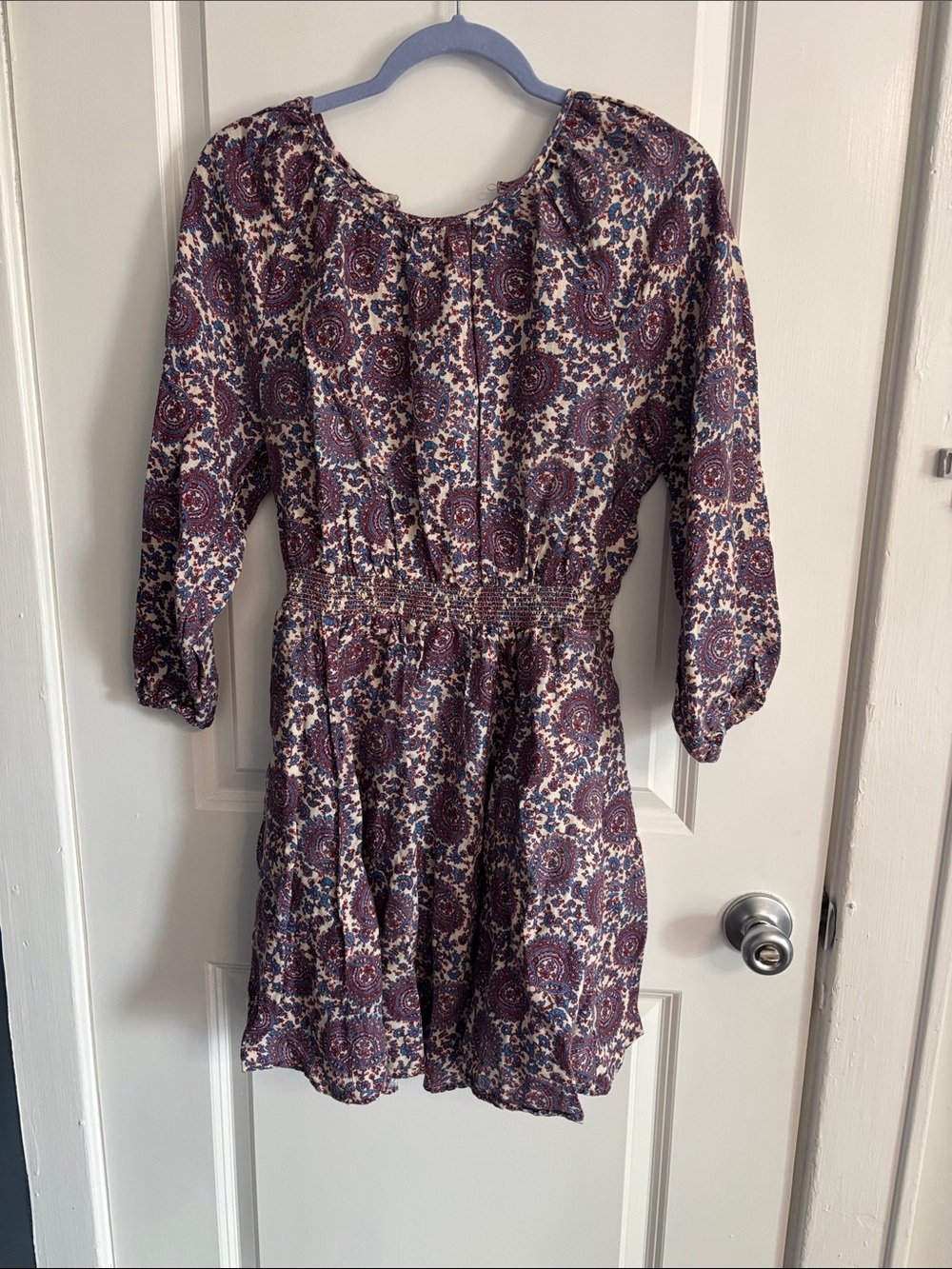 J.Crew Paisley Print Blouse in Cream, Blue and Burgundy